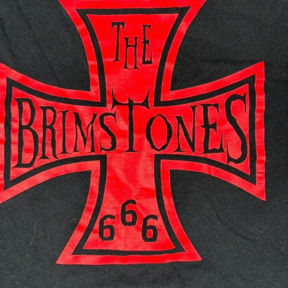 The Brimstones 666 Y2k Band Tee M Black Iron‎ Cross Vintage Garage Psychobilly